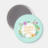 Elegant Happy Mother's Day Floral Wreath | Magnet (Vorderseite/Rückseite)