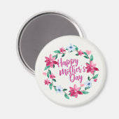 Elegant Happy Mother's Day Floral Wreath | Magnet (Vorderseite/Rückseite)
