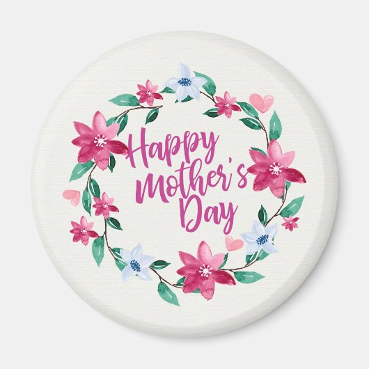 Elegant Happy Mother's Day Floral Wreath | Magnet (Vorne)