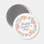 Elegant Happy Mother's Day Floral Wreath Magnet (Vorderseite/Rückseite)