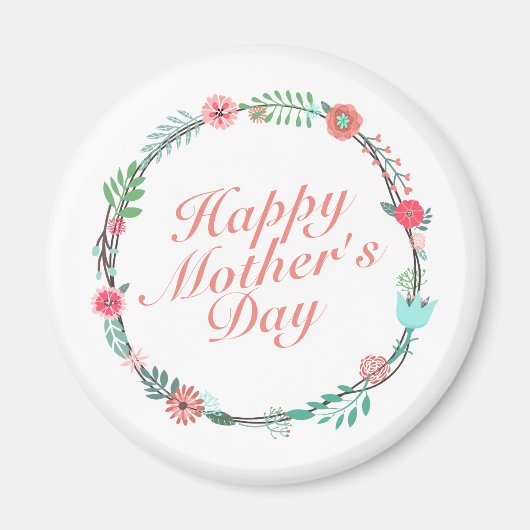 Elegant Happy Mother's Day Floral Wreath Magnet (Vorne)