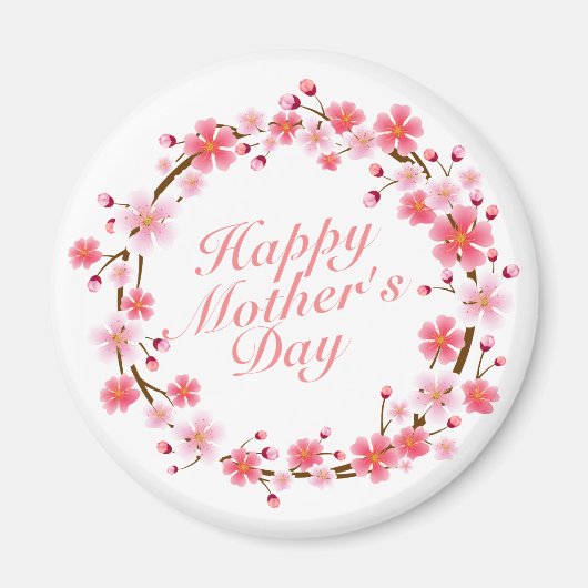 Elegant Happy Mother's Day Floral Wreath Magnet (Vorne)