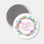Elegant Happy Mother's Day Floral Wreath | Magnet (Vorderseite/Rückseite)