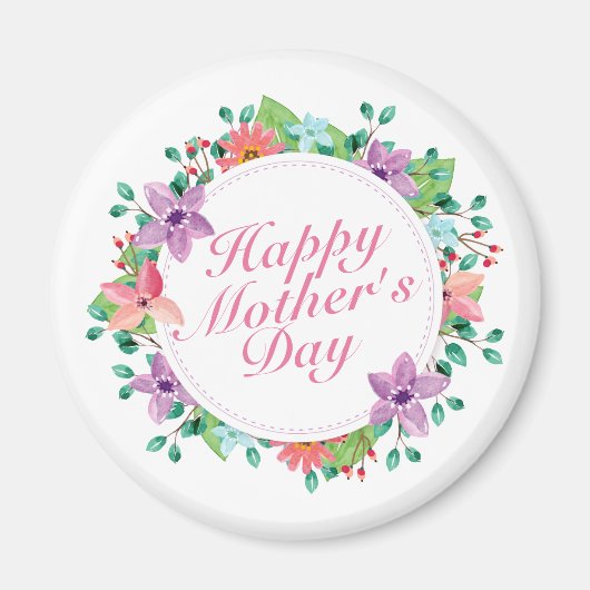 Elegant Happy Mother's Day Floral Wreath | Magnet (Vorne)