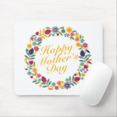 Elegant Happy Mother's Day Floral Wreath Mousepad (Mit Mouse)