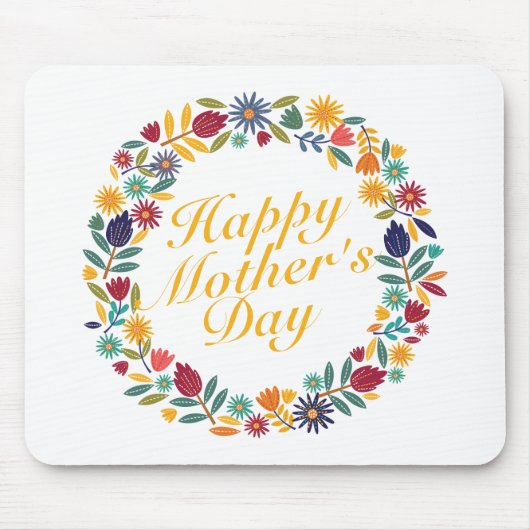 Elegant Happy Mother's Day Floral Wreath Mousepad (Vorne)