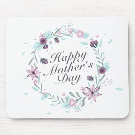 Elegant Happy Mother's Day Floral Wreath Mousepad (Vorne)
