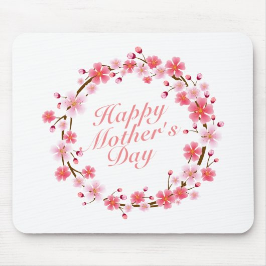 Elegant Happy Mother's Day Floral Wreath Mousepad (Vorne)