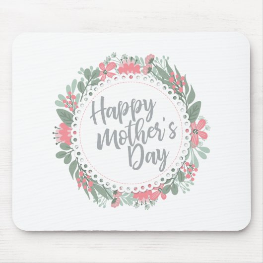 Elegant Happy Mother's Day Floral Wreath Mousepad (Vorne)