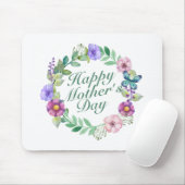 Elegant Happy Mother's Day Floral Wreath Mousepad (Mit Mouse)