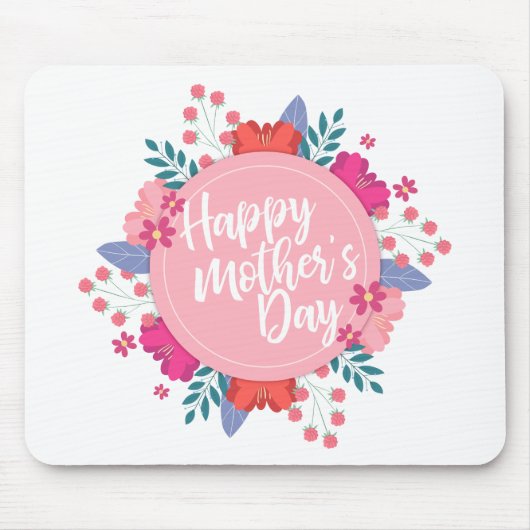 Elegant Happy Mother's Day Floral Wreath Mousepad (Vorne)