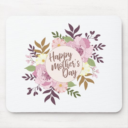 Elegant Happy Mother's Day Floral Wreath Mousepad (Vorne)
