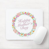 Elegant Happy Mother's Day Floral Wreath Mousepad (Mit Mouse)