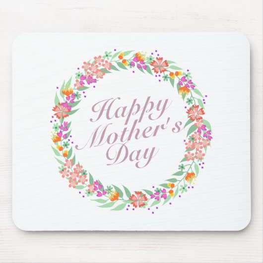 Elegant Happy Mother's Day Floral Wreath Mousepad (Vorne)