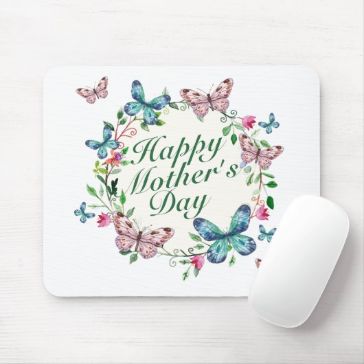 Elegant Happy Mother's Day Floral Wreath Mousepad (Mit Mouse)