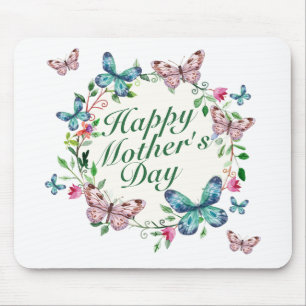 Elegant Happy Mother's Day Floral Wreath Mousepad