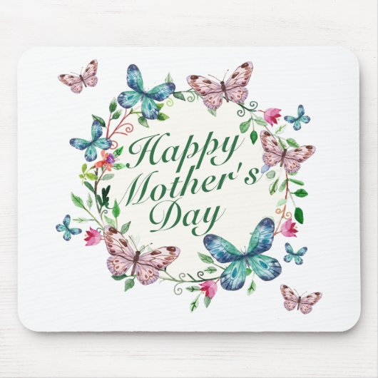 Elegant Happy Mother's Day Floral Wreath Mousepad (Vorne)