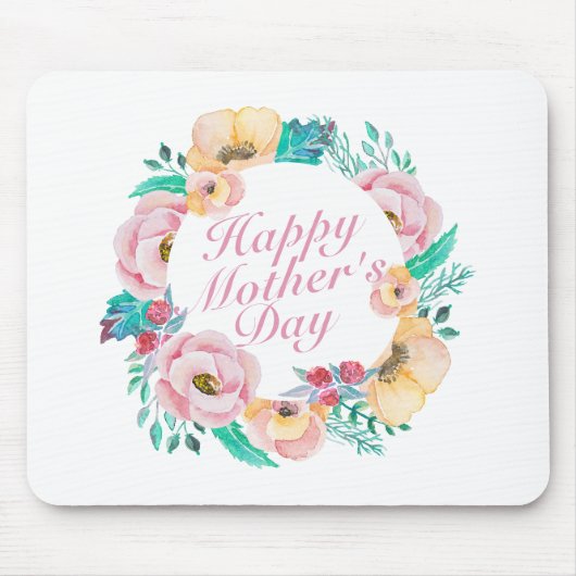 Elegant Happy Mother's Day Floral Wreath Mousepad (Vorne)