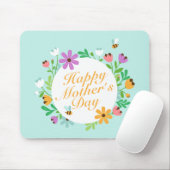 Elegant Happy Mother's Day Floral Wreath Mousepad (Mit Mouse)