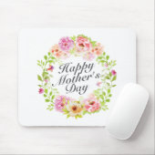 Elegant Happy Mother's Day Floral Wreath Mousepad (Mit Mouse)