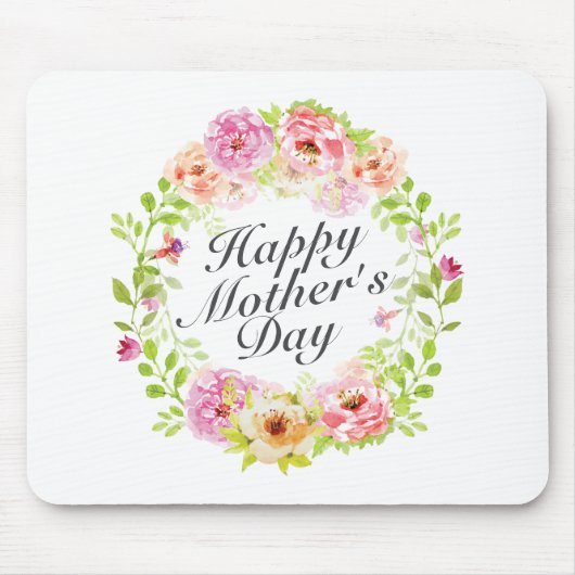 Elegant Happy Mother's Day Floral Wreath Mousepad (Vorne)