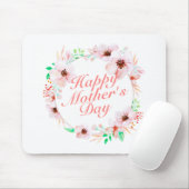 Elegant Happy Mother's Day Floral Wreath Mousepad (Mit Mouse)