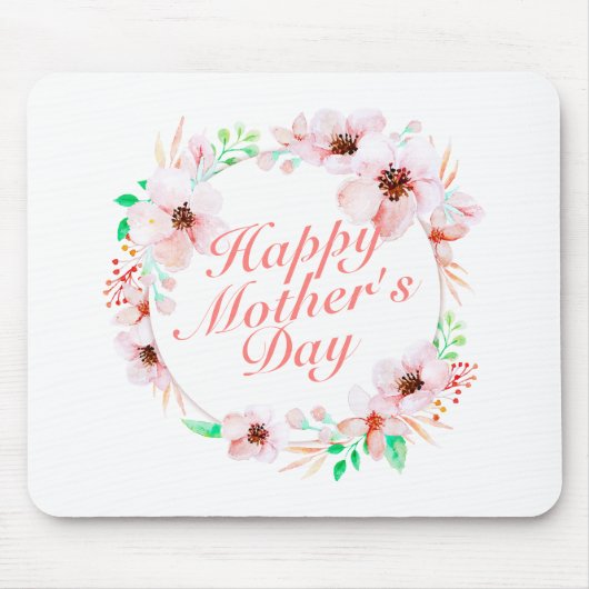 Elegant Happy Mother's Day Floral Wreath Mousepad (Vorne)