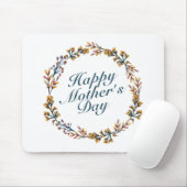 Elegant Happy Mother's Day Floral Wreath Mousepad (Mit Mouse)
