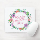 Elegant Happy Mother's Day Floral Wreath Mousepad (Mit Mouse)