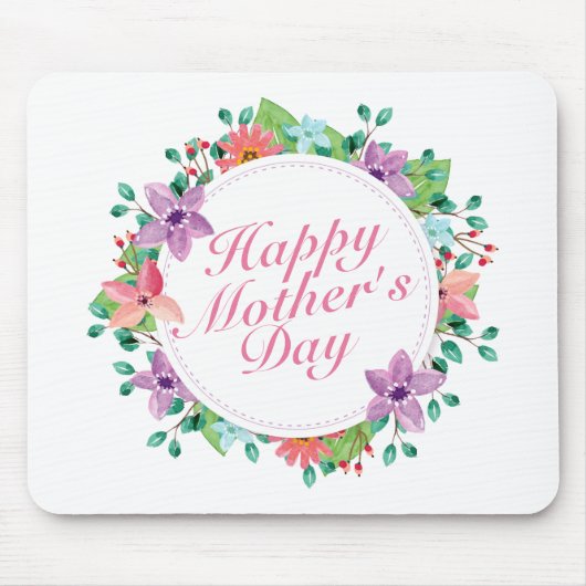 Elegant Happy Mother's Day Floral Wreath Mousepad (Vorne)