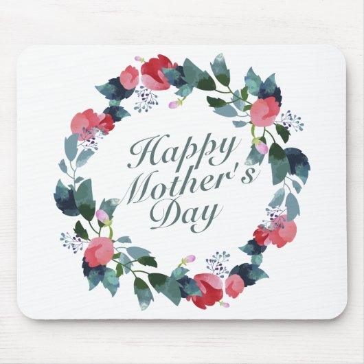 Elegant Happy Mother's Day Floral Wreath Mousepad (Vorne)