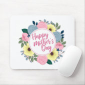 Elegant Happy Mother's Day Floral Wreath Mousepad (Mit Mouse)