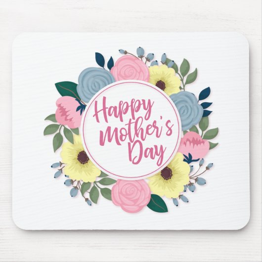 Elegant Happy Mother's Day Floral Wreath Mousepad (Vorne)