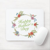Elegant Happy Mother's Day Floral Wreath Mousepad (Mit Mouse)