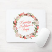 Elegant Happy Mother's Day Floral Wreath Mousepad (Mit Mouse)