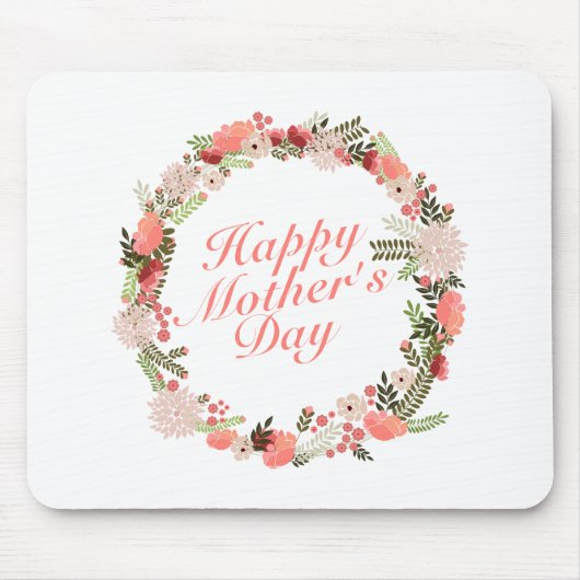 Elegant Happy Mother's Day Floral Wreath Mousepad (Vorne)