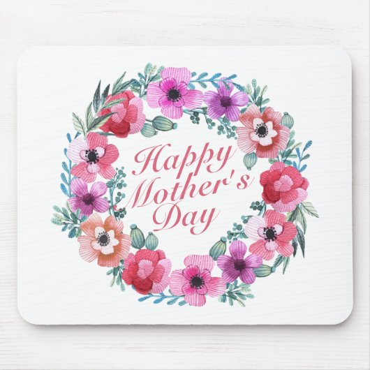 Elegant Happy Mother's Day Floral Wreath Mousepad (Vorne)