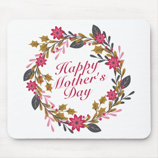 Elegant Happy Mother's Day Floral Wreath Mousepad (Vorne)