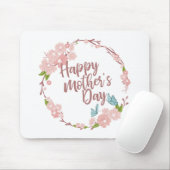 Elegant Happy Mother's Day Floral Wreath Mousepad (Mit Mouse)