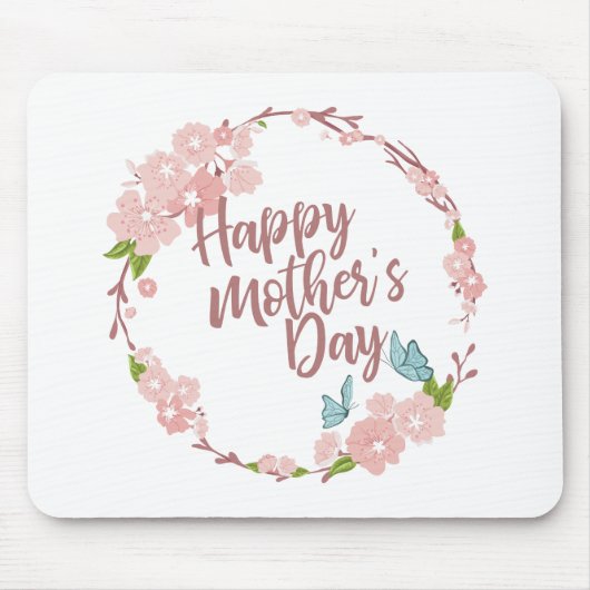 Elegant Happy Mother's Day Floral Wreath Mousepad (Vorne)