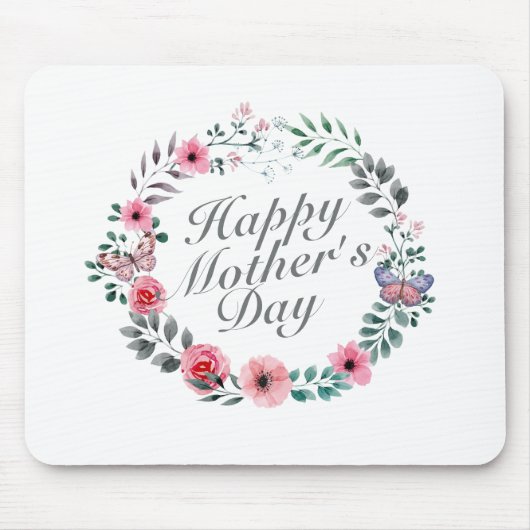 Elegant Happy Mother's Day Floral Wreath Mousepad (Vorne)