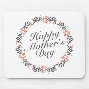 Elegant Happy Mother's Day Floral Wreath Mousepad