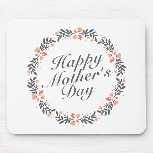 Elegant Happy Mother's Day Floral Wreath Mousepad (Vorne)