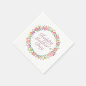Elegant Happy Mother's Day Floral Wreath Napkin Serviette (Ecke)