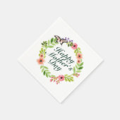 Elegant Happy Mother's Day Floral Wreath Napkin Serviette (Ecke)