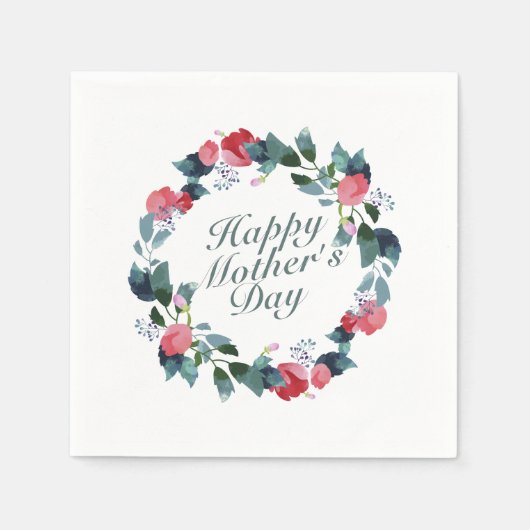 Elegant Happy Mother's Day Floral Wreath | Napkin Serviette (Vorderseite)