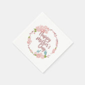 Elegant Happy Mother's Day Floral Wreath | Napkin Serviette (Ecke)