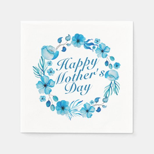 Elegant Happy Mother's Day Floral Wreath Napkin Serviette (Vorderseite)