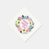 Elegant Happy Mother's Day Floral Wreath | Napkin Serviette (Ecke)