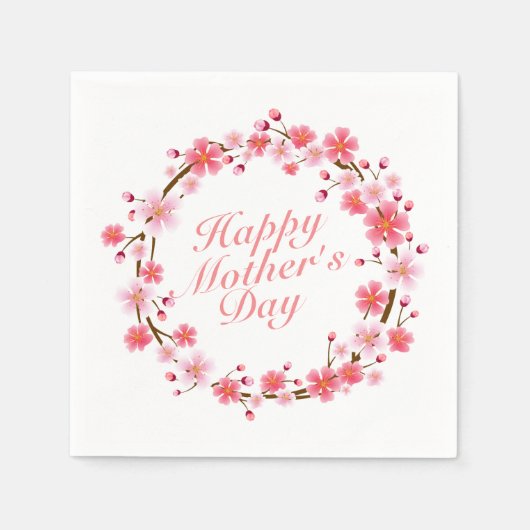 Elegant Happy Mother's Day Floral Wreath Napkin Serviette (Vorderseite)